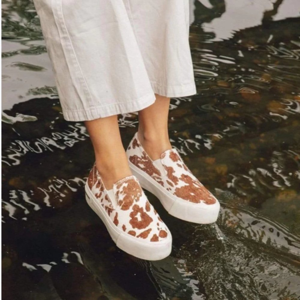 SeaVees Vaja Slipon Platform Shoes Size 7.5 in Rancho REAL Cowhide